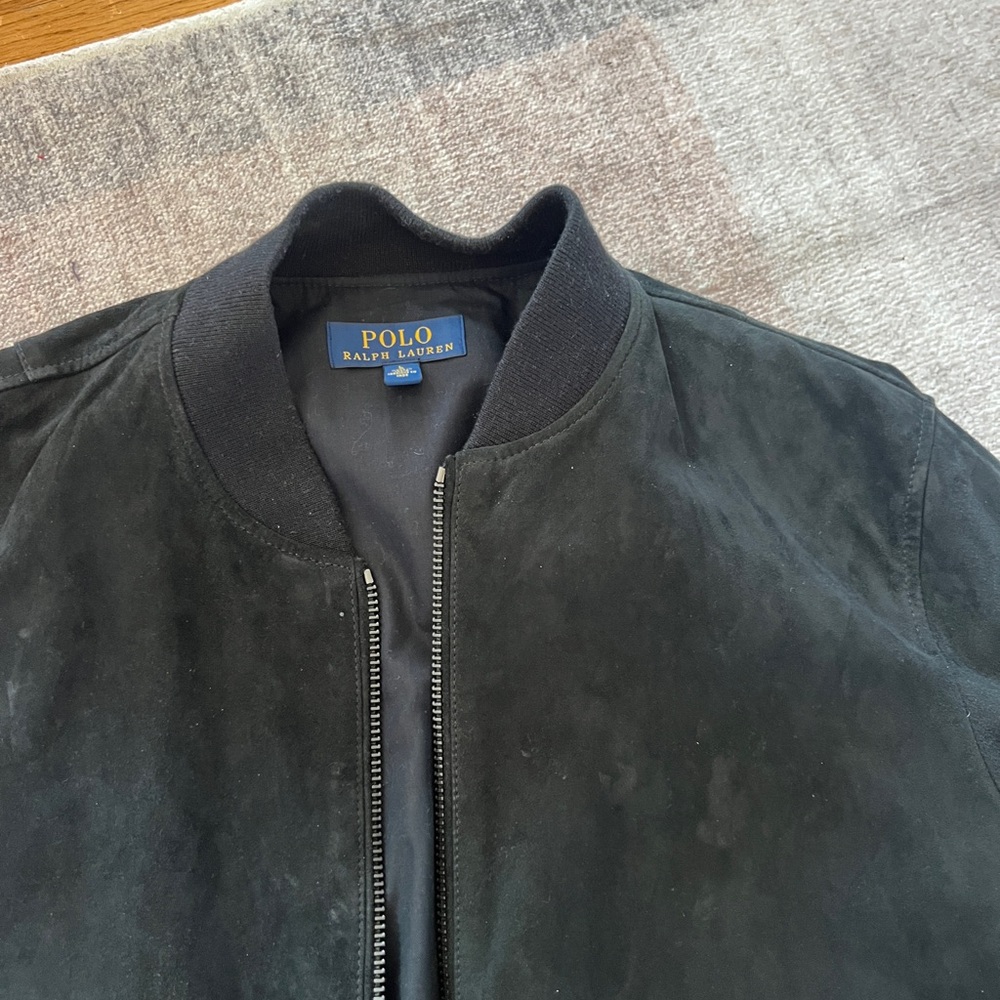 Polo by Ralph Lauren Black Suede Bomber Jacket - Picture 2 of 2